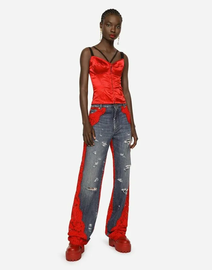 Dolce and Gabbana Shirts And Tops Women Satin Corset With Topstitching And Hookandeye Fastenings Red Dolce and Gabbana Shirts And Tops Women Satin Corset With Topstitching And Hookandeye Fastenings Red