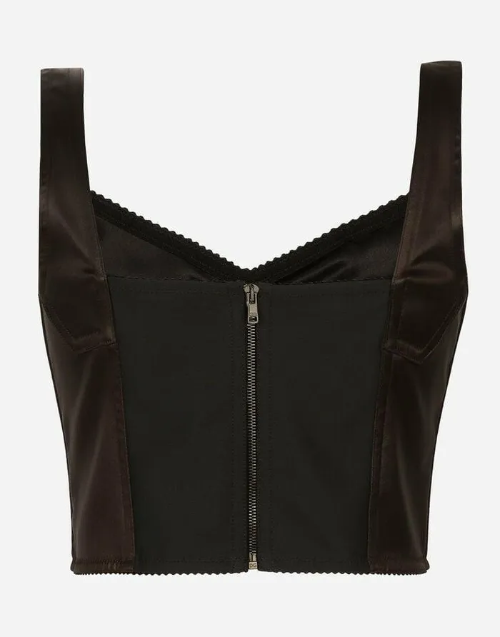 Dolce and Gabbana Shirts And Tops Women Shiny Satin Corset Top Brown Dolce and Gabbana Shirts And Tops Women Shiny Satin Corset Top Brown