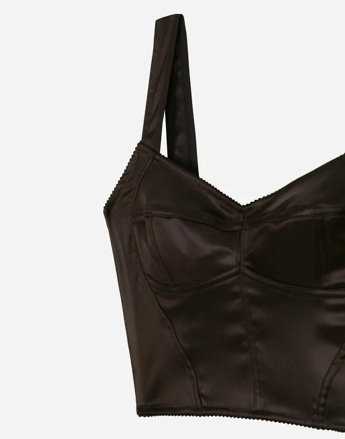Dolce and Gabbana Shirts And Tops Women Shiny Satin Corset Top Brown Dolce and Gabbana Shirts And Tops Women Shiny Satin Corset Top Brown
