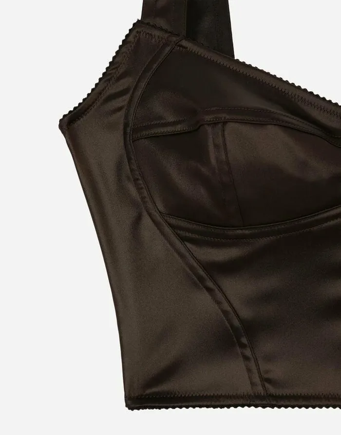 Dolce and Gabbana Shirts And Tops Women Shiny Satin Corset Top Brown Dolce and Gabbana Shirts And Tops Women Shiny Satin Corset Top Brown