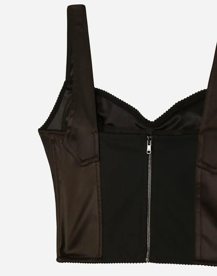Dolce and Gabbana Shirts And Tops Women Shiny Satin Corset Top Brown Dolce and Gabbana Shirts And Tops Women Shiny Satin Corset Top Brown