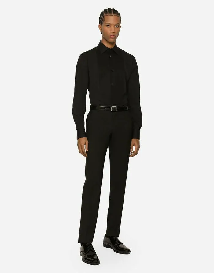 Dolce and Gabbana Shirts Men Cotton Poplin Goldfit Tuxedo Shirt Black Dolce and Gabbana Shirts Men Cotton Poplin Goldfit Tuxedo Shirt Black