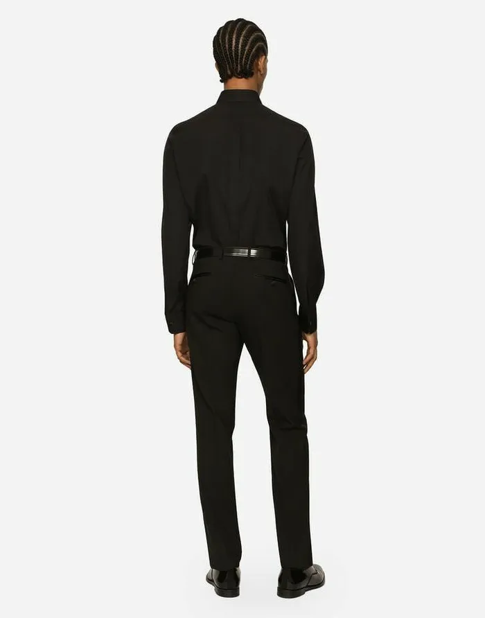 Dolce and Gabbana Shirts Men Cotton Poplin Goldfit Tuxedo Shirt Black Dolce and Gabbana Shirts Men Cotton Poplin Goldfit Tuxedo Shirt Black