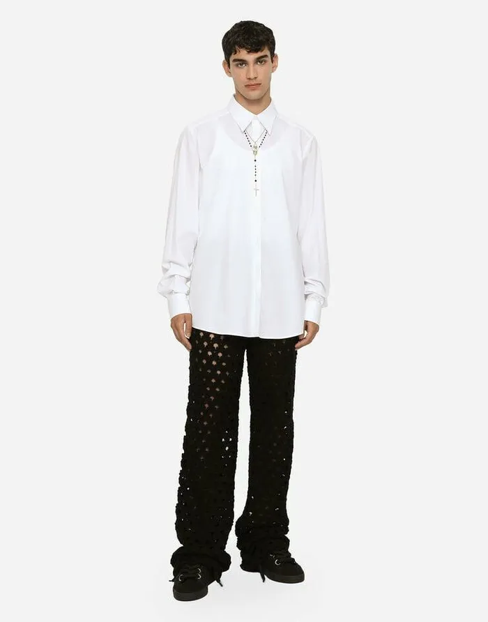 Dolce and Gabbana Shirts Men Cotton Poplin Martinifit Shirt White Dolce and Gabbana Shirts Men Cotton Poplin Martinifit Shirt White