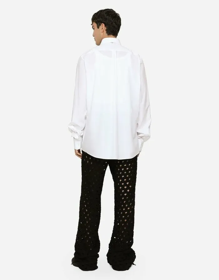 Dolce and Gabbana Shirts Men Cotton Poplin Martinifit Shirt White Dolce and Gabbana Shirts Men Cotton Poplin Martinifit Shirt White