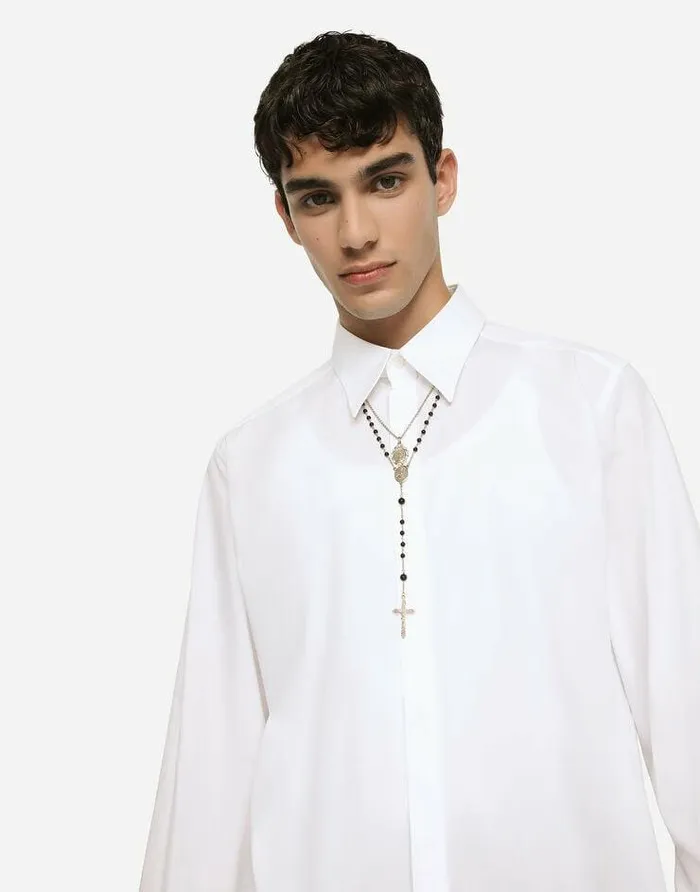 Dolce and Gabbana Shirts Men Cotton Poplin Martinifit Shirt White Dolce and Gabbana Shirts Men Cotton Poplin Martinifit Shirt White