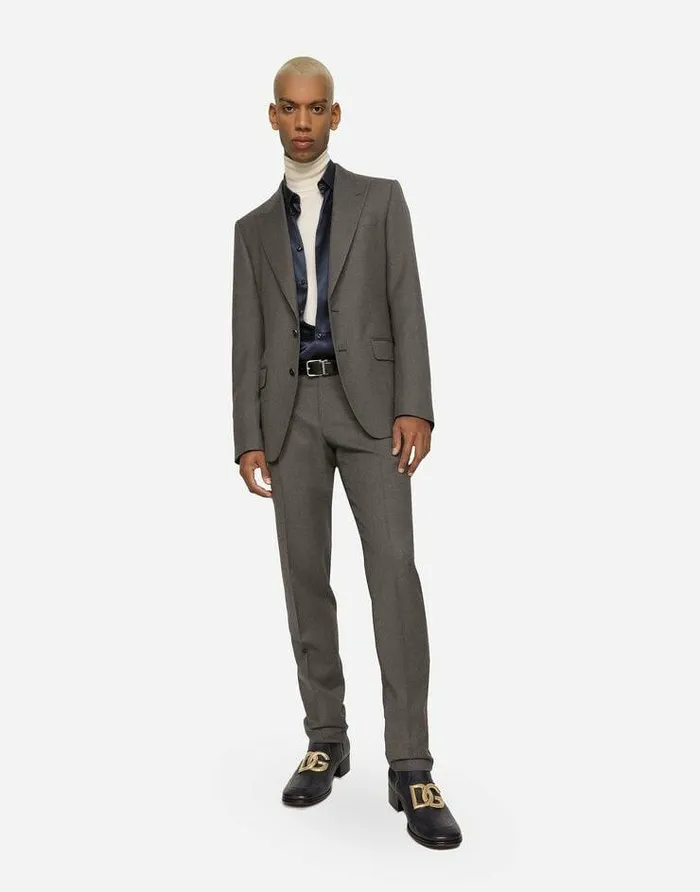 Dolce and Gabbana Shirts Men Silk Satin Goldfit Shirt Blue Dolce and Gabbana Shirts Men Silk Satin Goldfit Shirt Blue