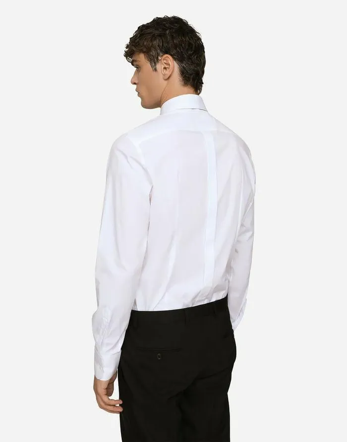 Dolce and Gabbana Shirts Men Stretch Poplin Goldfit Shirt White Dolce and Gabbana Shirts Men Stretch Poplin Goldfit Shirt White