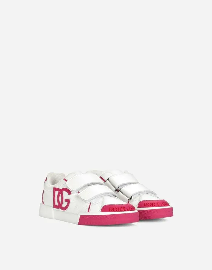 Dolce and Gabbana Shoes 2438 Children Calfskin Portofino Light Sneakers Multicolor