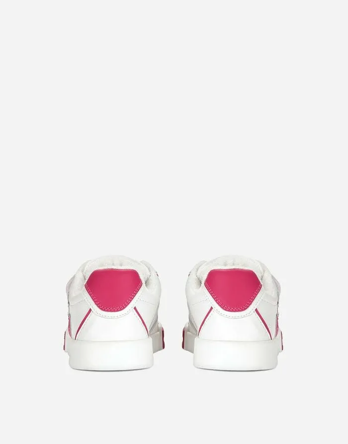 Dolce and Gabbana Shoes 2438 Children Calfskin Portofino Light Sneakers Multicolor