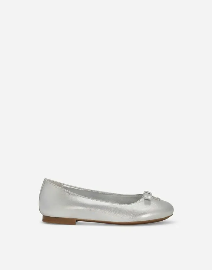 Dolce and Gabbana Shoes 2438 Children Foiled Nappa Leather Ballet Flats Silver Dolce and Gabbana Shoes 2438 Children Foiled Nappa Leather Ballet Flats Silver