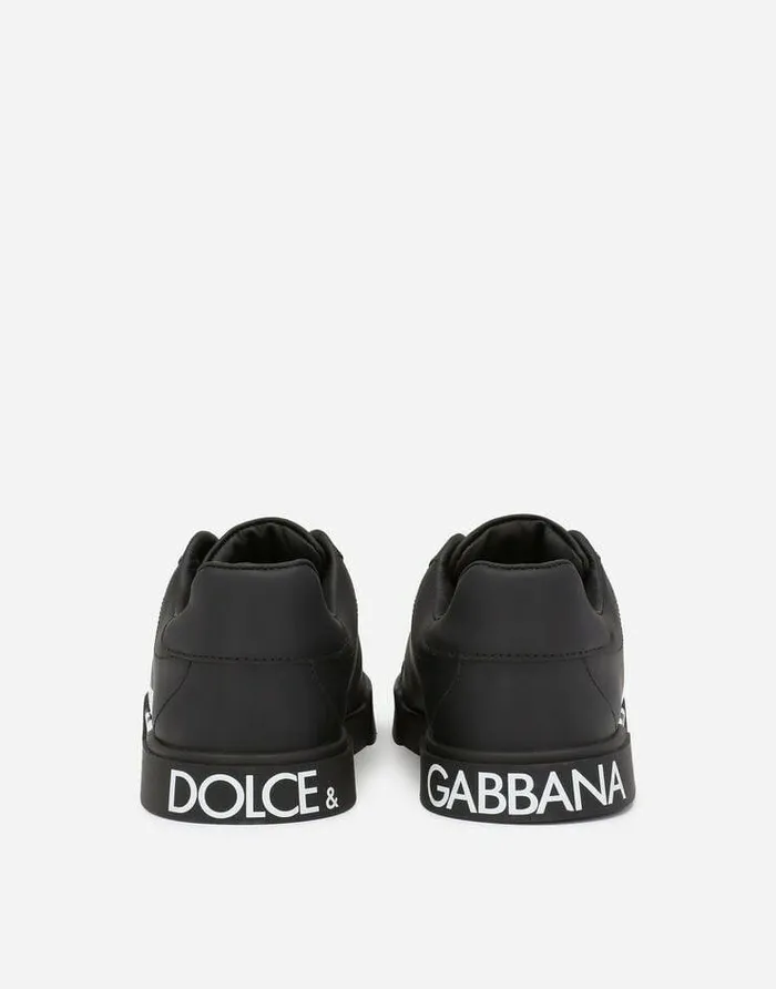 Dolce and Gabbana Shoes 2438 Children Portofino Light Sneakers With DG Logo Black