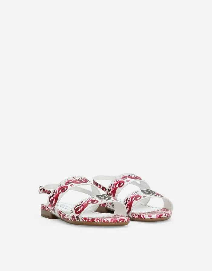 Dolce and Gabbana Shoes 2438 Children Printed Calfskin Sandals Multicolor Dolce and Gabbana Shoes 2438 Children Printed Calfskin Sandals Multicolor