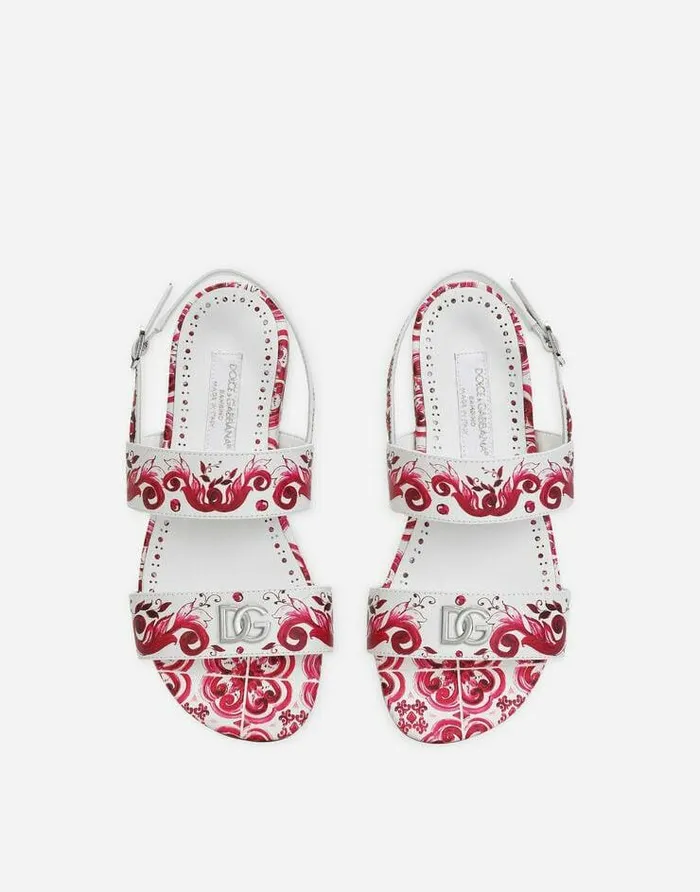 Dolce and Gabbana Shoes 2438 Children Printed Calfskin Sandals Multicolor Dolce and Gabbana Shoes 2438 Children Printed Calfskin Sandals Multicolor