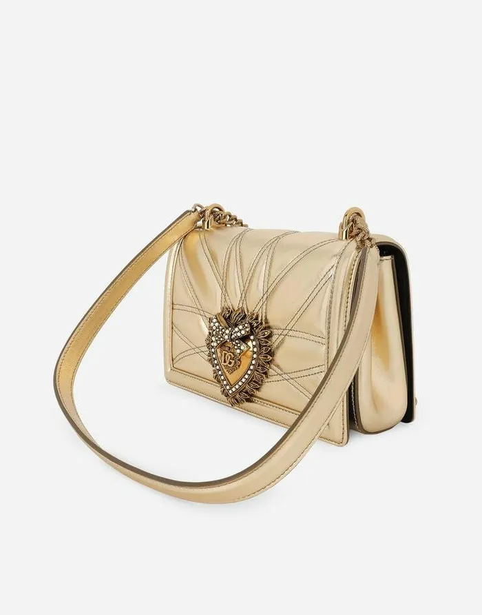Dolce and Gabbana Shoulder And Crossbody Bags Women Medium Devotion Bag In Quilted Nappa Leather Gold
