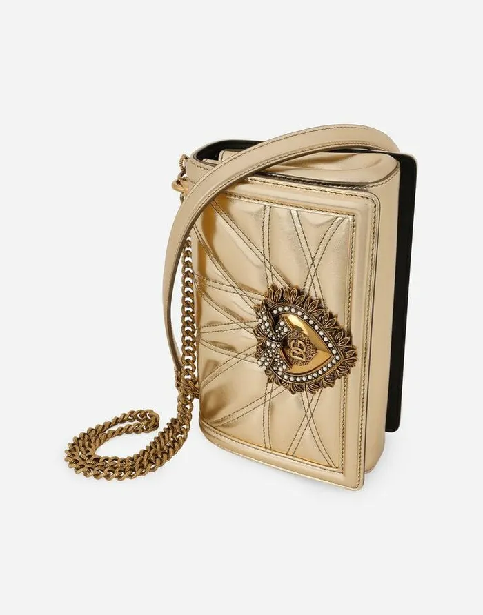 Dolce and Gabbana Shoulder And Crossbody Bags Women Medium Devotion Bag In Quilted Nappa Leather Gold