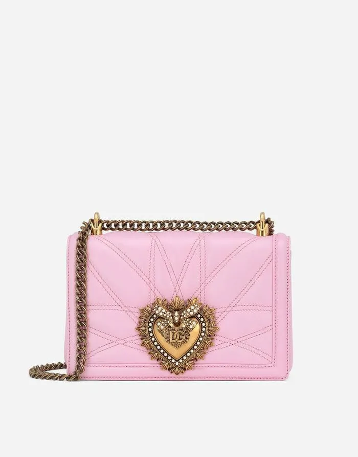 Dolce and Gabbana Shoulder And Crossbody Bags Women Medium Devotion Bag In Quilted Nappa Leather Pink Dolce and Gabbana Shoulder And Crossbody Bags Women Medium Devotion Bag In Quilted Nappa Leather Pink