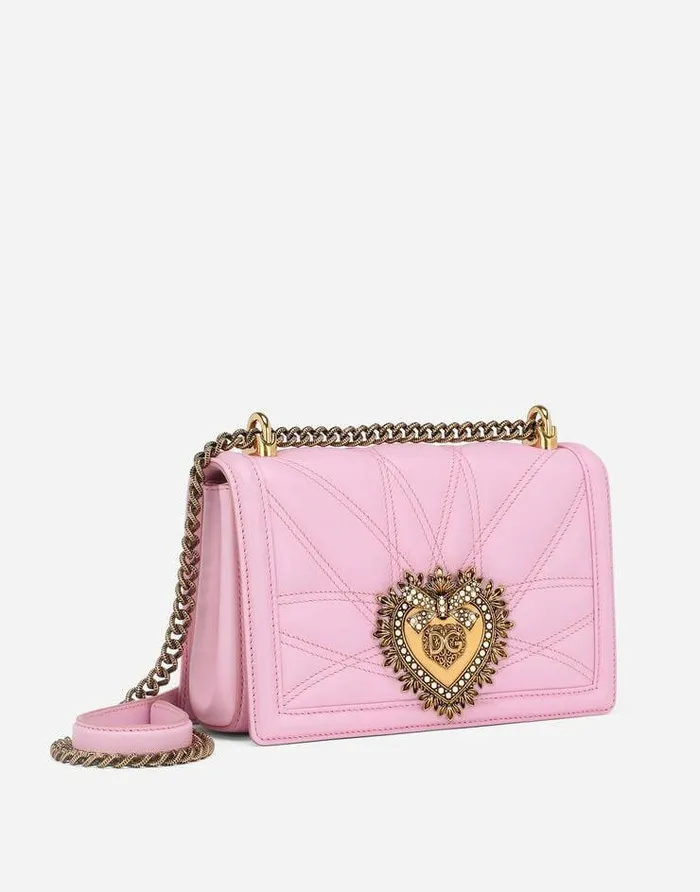 Dolce and Gabbana Shoulder And Crossbody Bags Women Medium Devotion Bag In Quilted Nappa Leather Pink