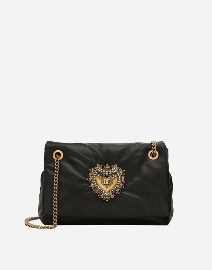 Dolce and Gabbana Shoulder And Crossbody Bags Women Medium Devotion Soft Shoulder Bag Black Dolce and Gabbana Shoulder And Crossbody Bags Women Medium Devotion Soft Shoulder Bag Black