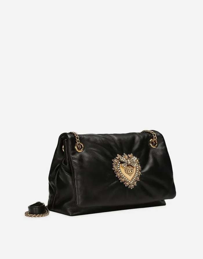 Dolce and Gabbana Shoulder And Crossbody Bags Women Medium Devotion Soft Shoulder Bag Black