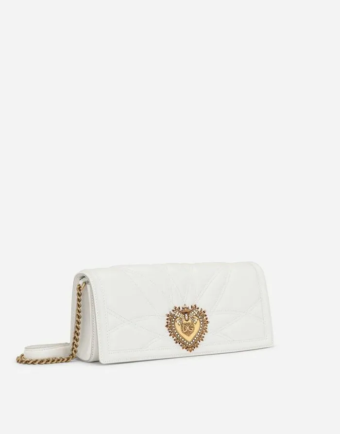 Dolce and Gabbana Shoulder And Crossbody Bags Women Quilted Nappa Leather Devotion Baguette Bag White
