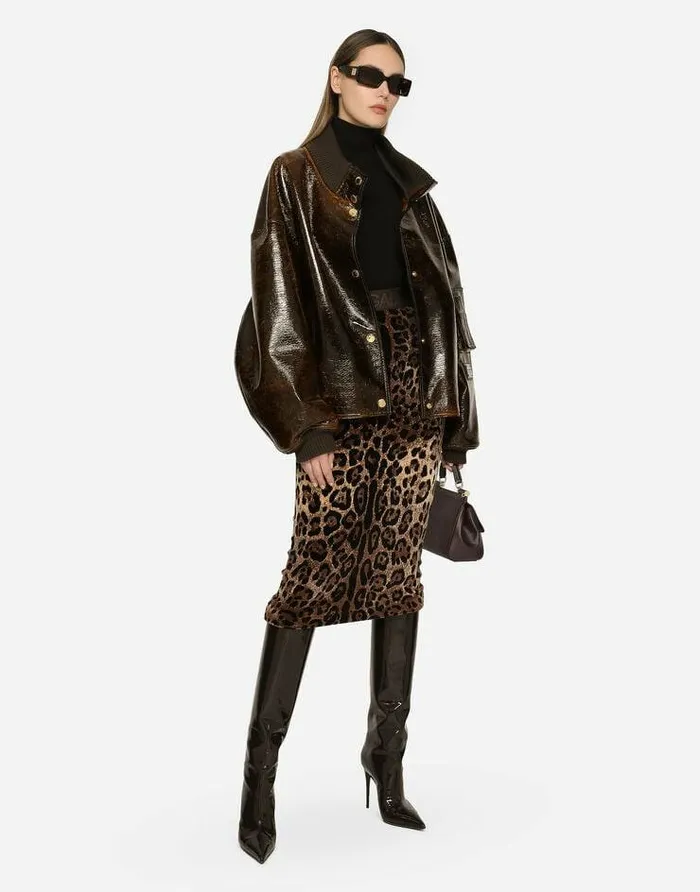 Dolce and Gabbana Skirts Women Chenille Calflength Skirt With Jacquard Leopard Design Multicolor Dolce and Gabbana Skirts Women Chenille Calflength Skirt With Jacquard Leopard Design Multicolor