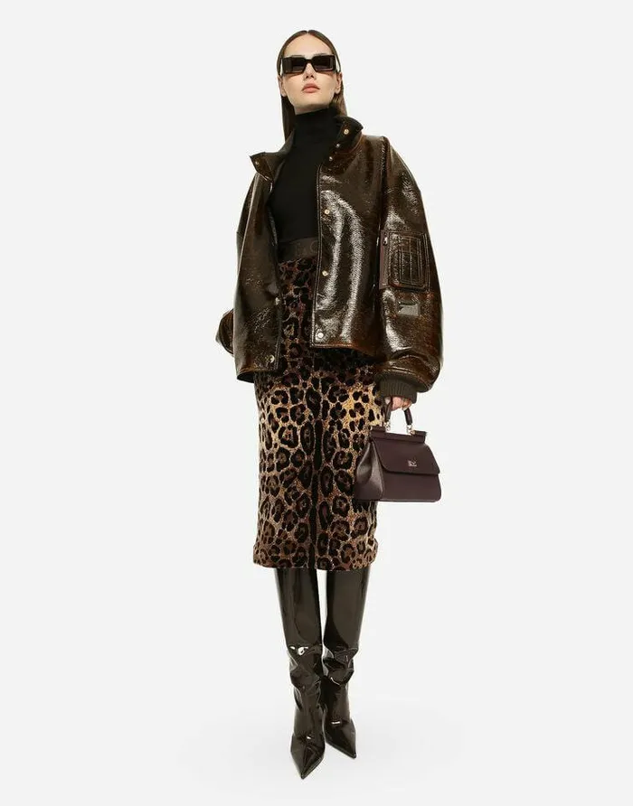 Dolce and Gabbana Skirts Women Chenille Calflength Skirt With Jacquard Leopard Design Multicolor Dolce and Gabbana Skirts Women Chenille Calflength Skirt With Jacquard Leopard Design Multicolor