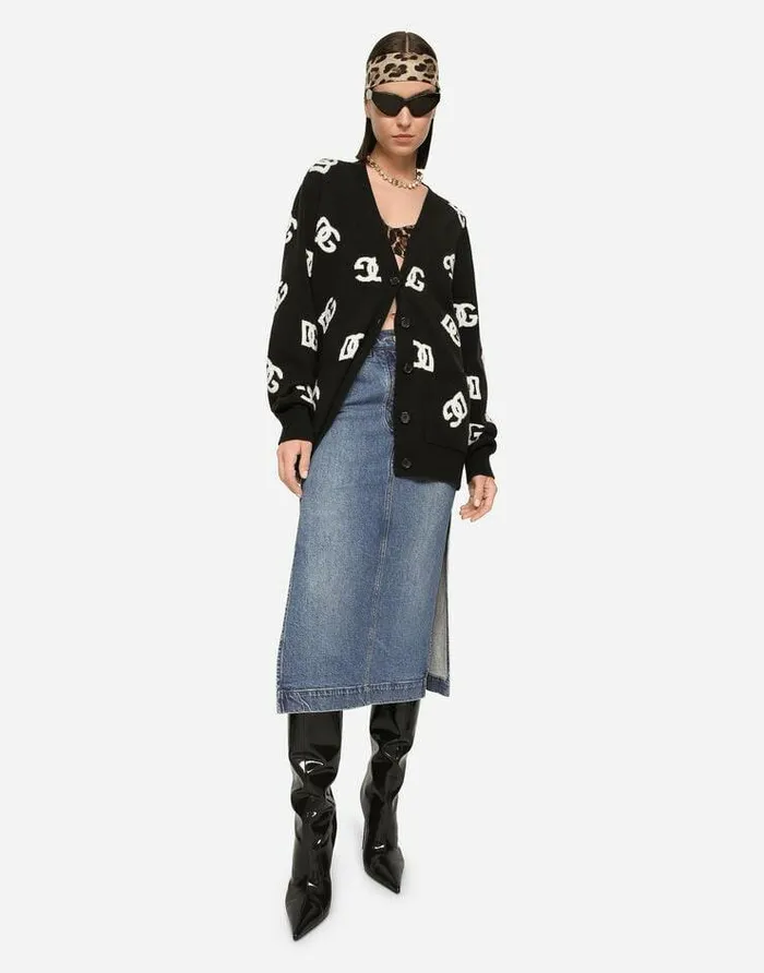 Dolce and Gabbana Skirts Women Denim Calflength Skirt With Logo Tag Multicolor Dolce and Gabbana Skirts Women Denim Calflength Skirt With Logo Tag Multicolor