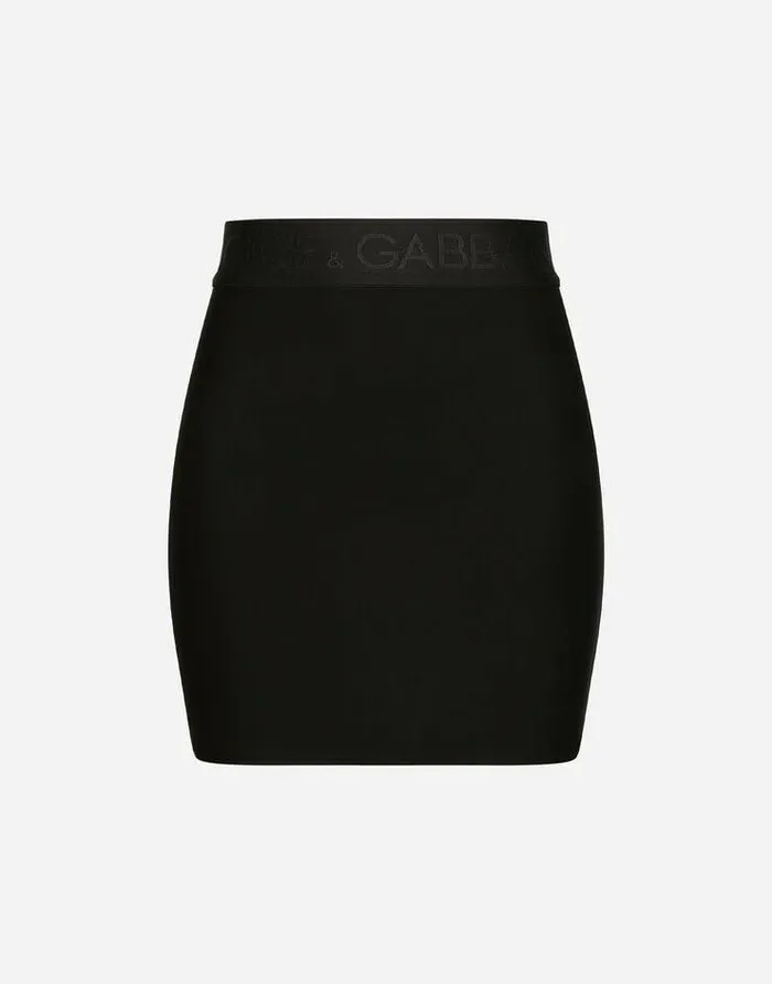 Dolce and Gabbana Skirts Women Jersey Miniskirt With Branded Elastic Black