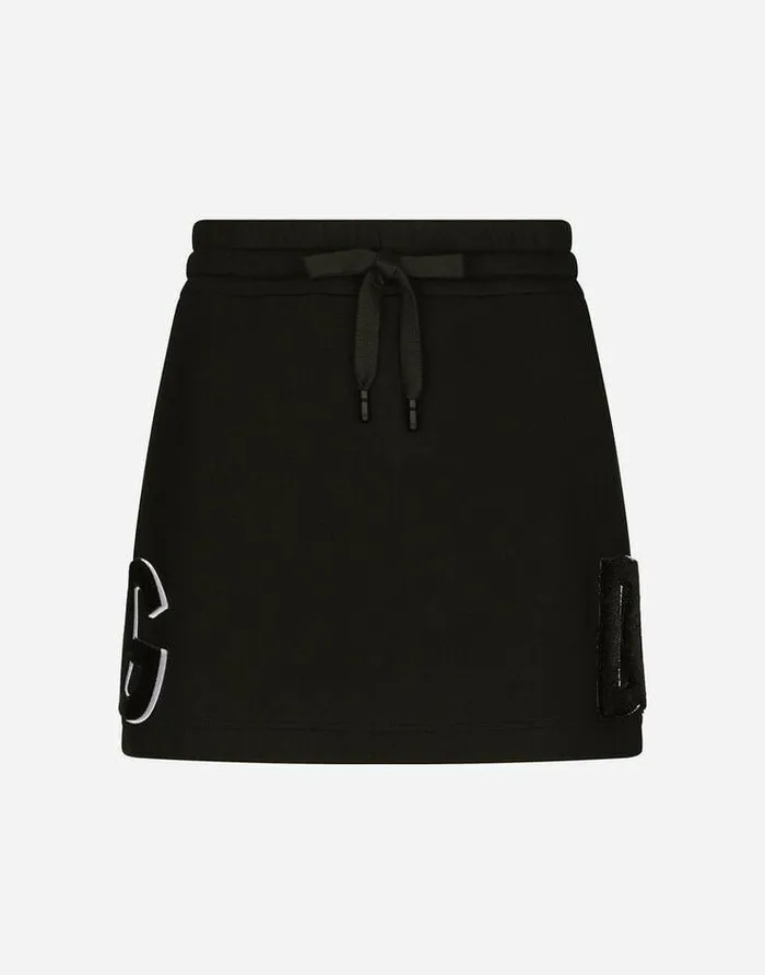 Dolce and Gabbana Skirts Women Jersey Miniskirt With Logo Patch Black