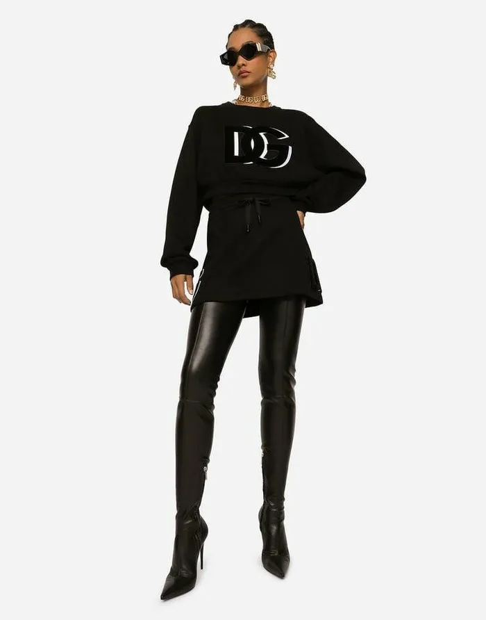 Dolce and Gabbana Skirts Women Jersey Miniskirt With Logo Patch Black Dolce and Gabbana Skirts Women Jersey Miniskirt With Logo Patch Black