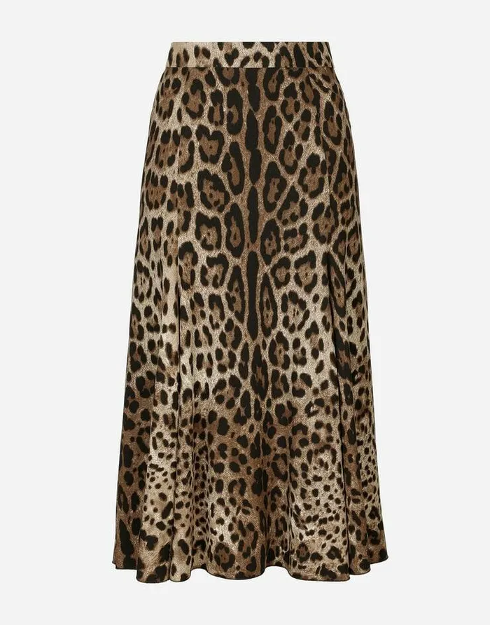 Dolce and Gabbana Skirts Women Leopardprint Cady Circle Skirt Animal Print