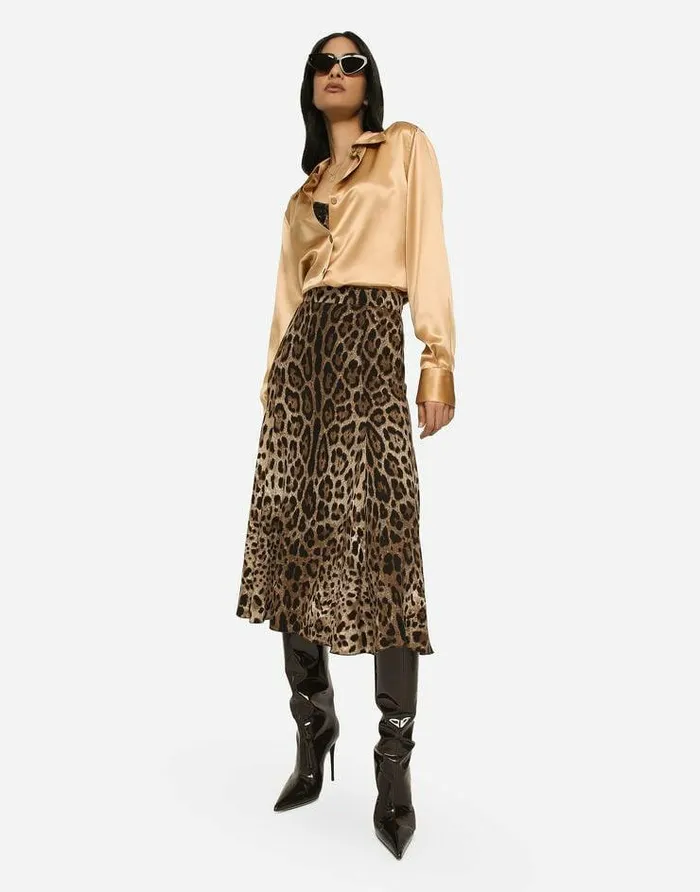 Dolce and Gabbana Skirts Women Leopardprint Cady Circle Skirt Animal Print Dolce and Gabbana Skirts Women Leopardprint Cady Circle Skirt Animal Print