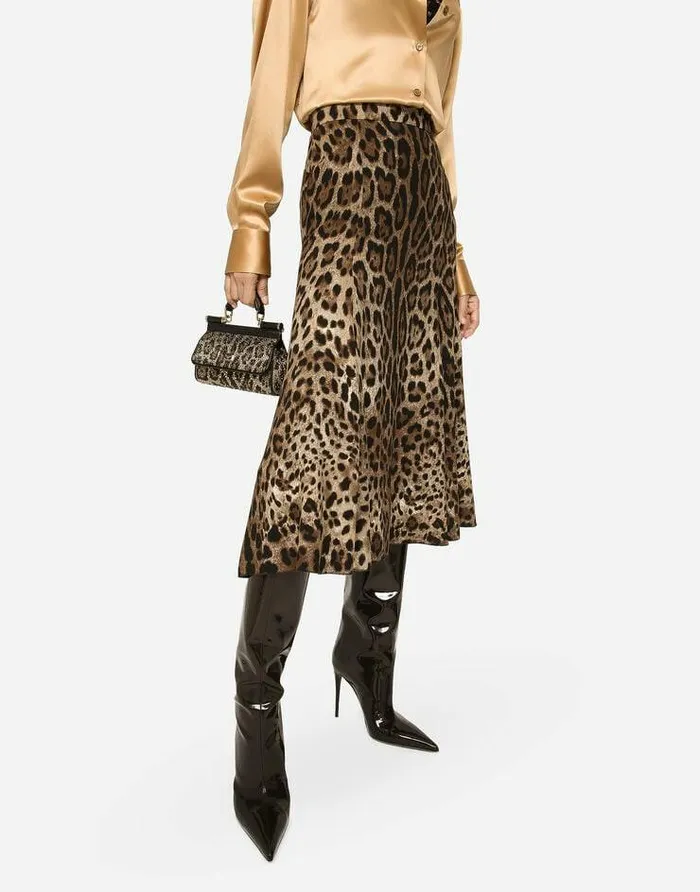 Dolce and Gabbana Skirts Women Leopardprint Cady Circle Skirt Animal Print Dolce and Gabbana Skirts Women Leopardprint Cady Circle Skirt Animal Print
