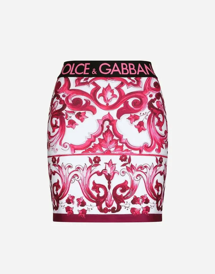 Dolce and Gabbana Skirts Women Majolicaprint Technical Jersey Short Skirt Multicolor Dolce and Gabbana Skirts Women Majolicaprint Technical Jersey Short Skirt Multicolor