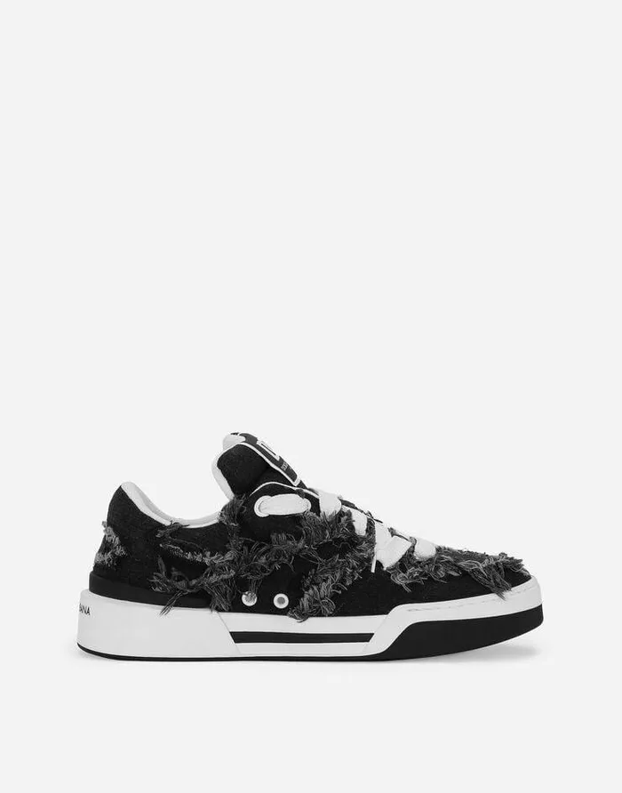 Dolce and Gabbana Sneakers Men Denim New Roma Sneakers Black