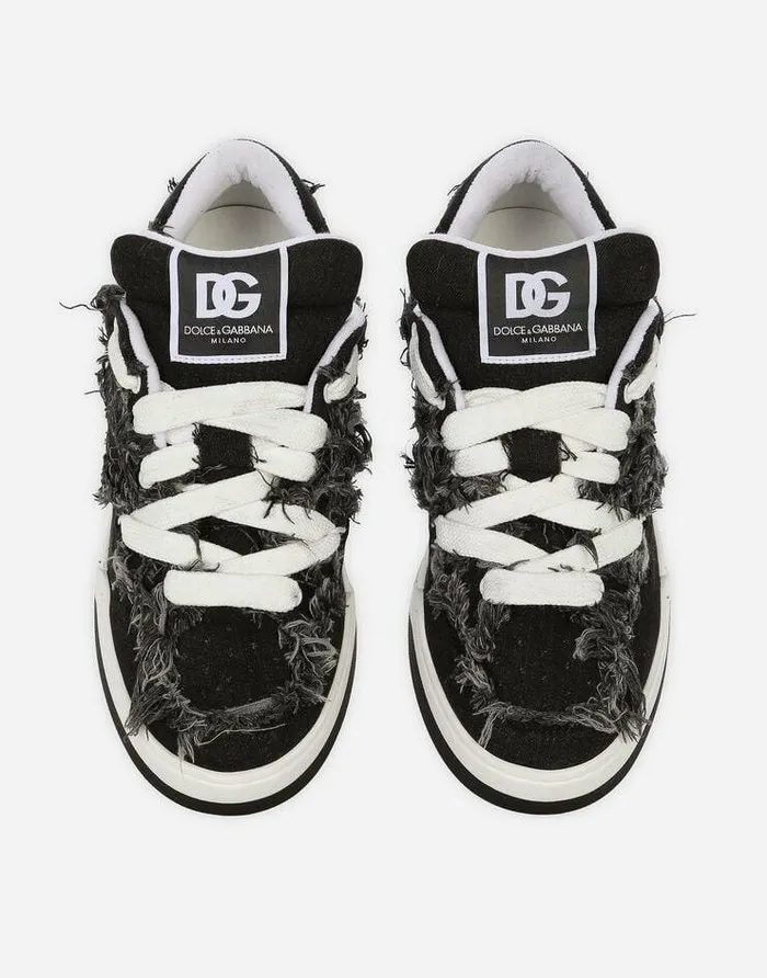 Dolce and Gabbana Sneakers Men Denim New Roma Sneakers Black Dolce and Gabbana Sneakers Men Denim New Roma Sneakers Black