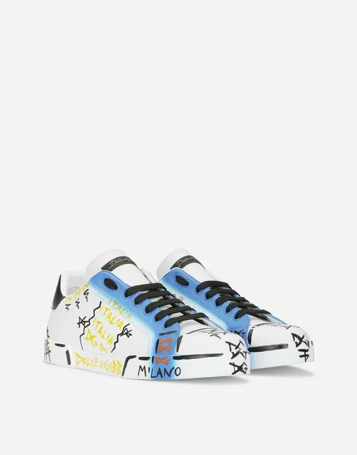 Dolce and Gabbana Sneakers Men Limited Edition Portofino Sneakers Multicolor
