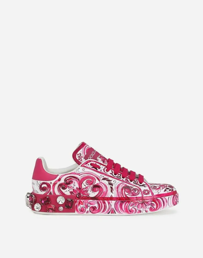 Dolce and Gabbana Sneakers Women Calfskin Portofino Sneakers Multicolor