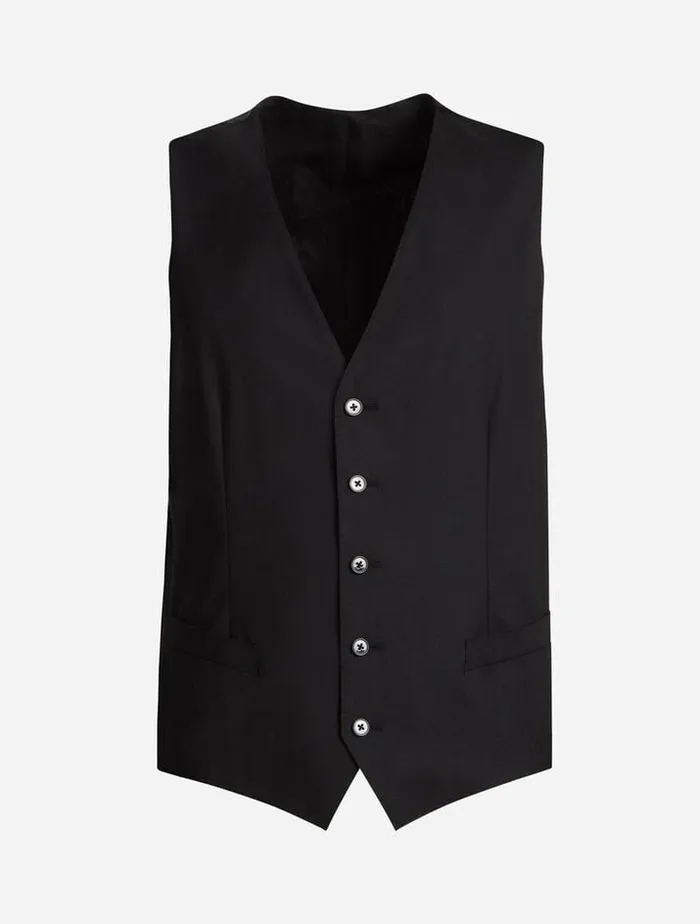 Dolce and Gabbana Suits And Blazers Men Five Button Vest In Wool Black