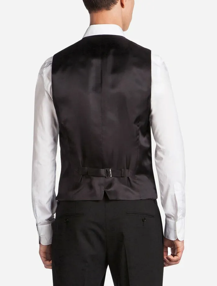 Dolce and Gabbana Suits And Blazers Men Five Button Vest In Wool Black Dolce and Gabbana Suits And Blazers Men Five Button Vest In Wool Black