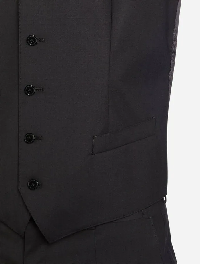Dolce and Gabbana Suits And Blazers Men Five Button Vest In Wool Black Dolce and Gabbana Suits And Blazers Men Five Button Vest In Wool Black