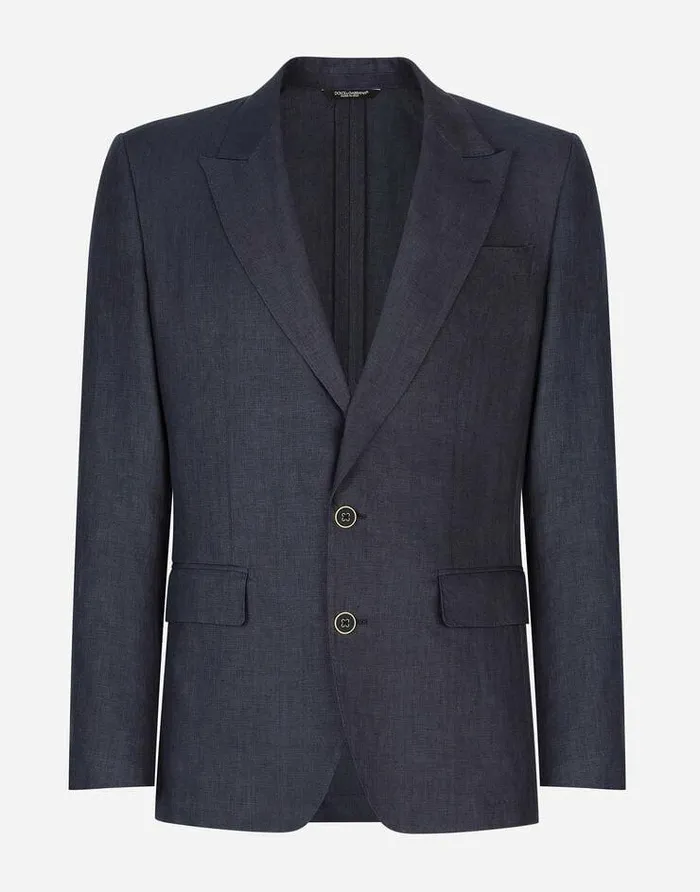 Dolce and Gabbana Suits And Blazers Men Linen Siciliafit Jacket Blue