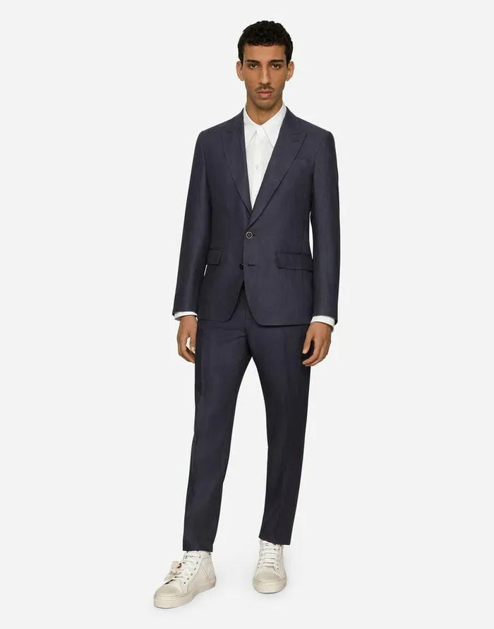 Dolce and Gabbana Suits And Blazers Men Linen Siciliafit Jacket Blue Dolce and Gabbana Suits And Blazers Men Linen Siciliafit Jacket Blue