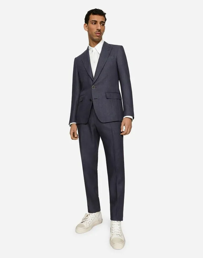 Dolce and Gabbana Suits And Blazers Men Linen Siciliafit Jacket Blue Dolce and Gabbana Suits And Blazers Men Linen Siciliafit Jacket Blue