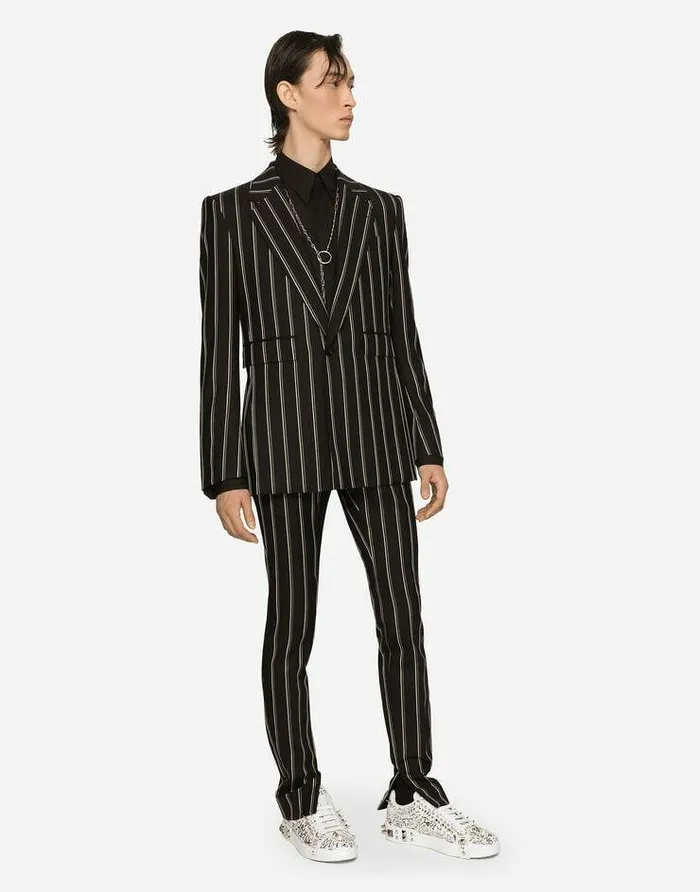 Dolce and Gabbana Suits And Blazers Men Pinstripe Wool Siciliafit Suit Multicolor Dolce and Gabbana Suits And Blazers Men Pinstripe Wool Siciliafit Suit Multicolor