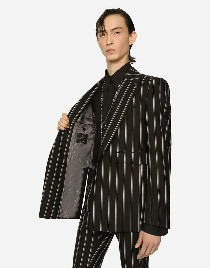 Dolce and Gabbana Suits And Blazers Men Pinstripe Wool Siciliafit Suit Multicolor Dolce and Gabbana Suits And Blazers Men Pinstripe Wool Siciliafit Suit Multicolor