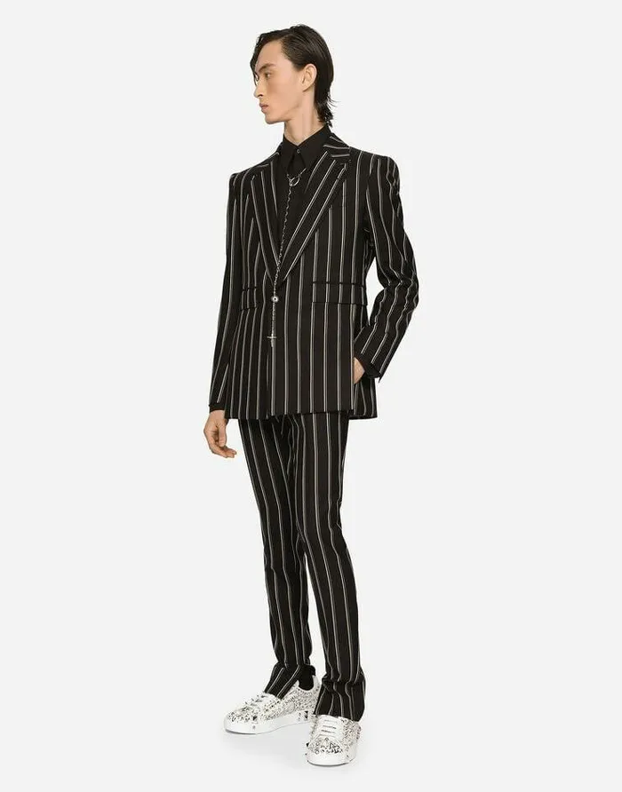 Dolce and Gabbana Suits And Blazers Men Pinstripe Wool Siciliafit Suit Multicolor Dolce and Gabbana Suits And Blazers Men Pinstripe Wool Siciliafit Suit Multicolor