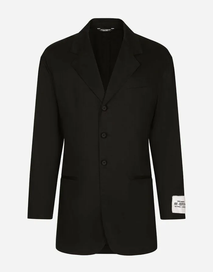 Dolce and Gabbana Suits And Blazers Men Stretch Cotton Gabardine Jacket Black Dolce and Gabbana Suits And Blazers Men Stretch Cotton Gabardine Jacket Black