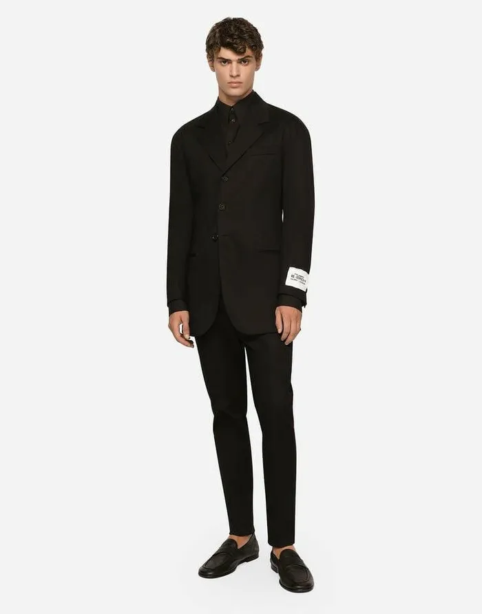Dolce and Gabbana Suits And Blazers Men Stretch Cotton Gabardine Jacket Black Dolce and Gabbana Suits And Blazers Men Stretch Cotton Gabardine Jacket Black